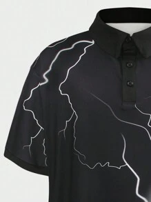 Manfinity LEGND Men's Plus Size Lightning Printed Short Sleeve Polo Shirt