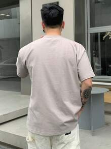 DAZY Men's Summer Tee With Letter Print - Grey - View 2