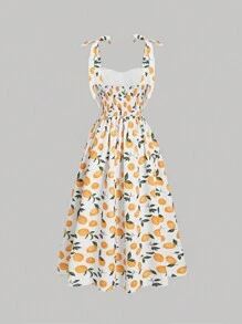 SHEIN MOD 女士水果印花綁帶肩帶無袖連衣裙 - 彩色 - 查看 2