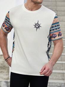 Manfinity Homme Men's Casual Vacation Style Printed Plus Size T-Shirt - Khaki - View 7