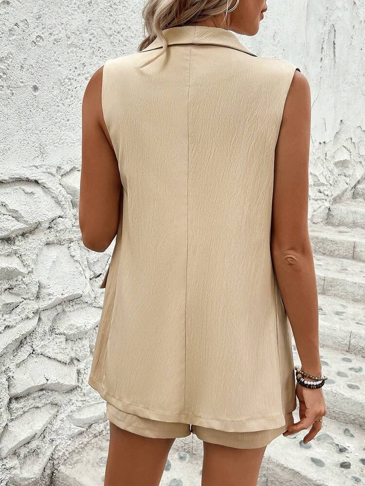 Women's Sleeveless Shawl Collar Blazer Suit