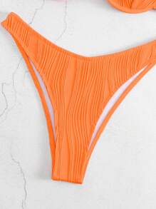 Solid Underwire Bikini Set For Summer Beach - Burnt Orange - View 4
