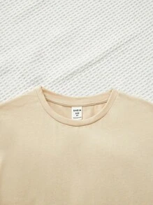 SHEIN 男孩圓領卡通印花休閒舒適塗鴉短袖和短褲套裝 - 黑色 - 查看 3