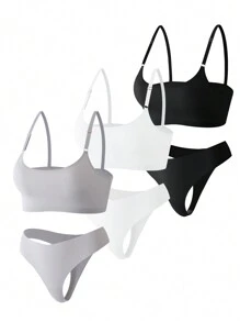 6pcs/Set Seamless Women's Underwear Set, Bra & Panty Set