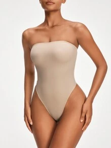 SHAPORA Body modelat fără bretele de culoare solidă pentru femei - Kaki - Vizualizare 7