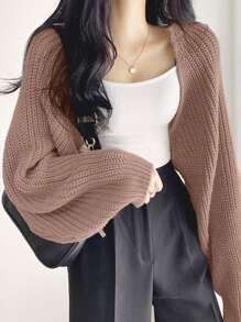 DAZY Cárdigan De Manga Larga Y Murciélago De Color Sólido Para Mujeres - Rosa coral - Ver 2