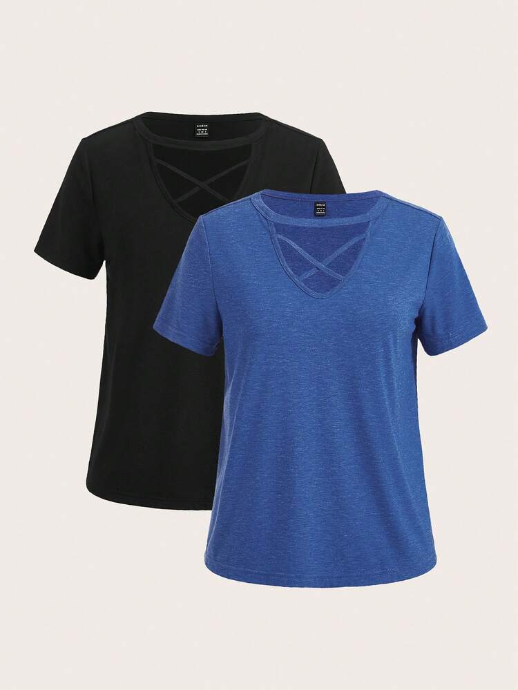 Women's Solid Color Round Neck Short Sleeve T-Shirt