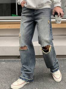 DAZY Men's Distressed Jeans With Pockets - Medium Wash - View 5