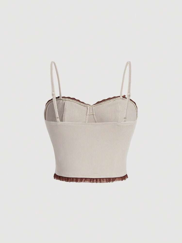 Women's Lace Floral & Bowknot Decorated Camisole