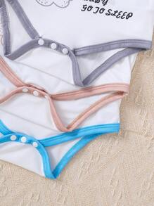 3pcs/Set Baby Boy Koala Elephant Cloud Pattern Short Sleeve Romper With Long Pants Home Outfits - Multicolor - View 4