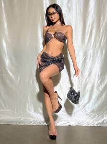 SHEIN Unity Mesh Sequin Cropped Top - Black - View 6