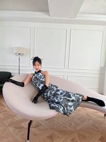 EastFlair 女性花卉印花露背無袖吊帶連衣裙 - 彩色 - 查看 3