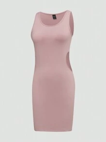 Flirla Conjunto De Vestido De Tres Colores De Estilo De Chaleco De Cuello Redondo Hueco Para Mujeres