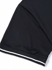 Set de 4 camisas polo de manga corta y coloridas para hombres, de cuello clásico, tela ligera, con bloques de color, fashionables y versátiles para vacaciones, exteriores, verano - Verde Oliva - Ver 9