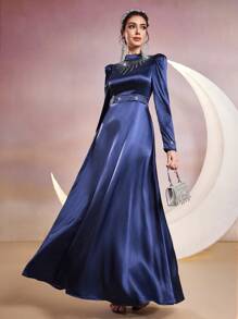 Modelyn Váy cổ đứng kiểu Ả Rập có tay áo Gigot dành cho nữ - Màu xanh lam - Xem 3