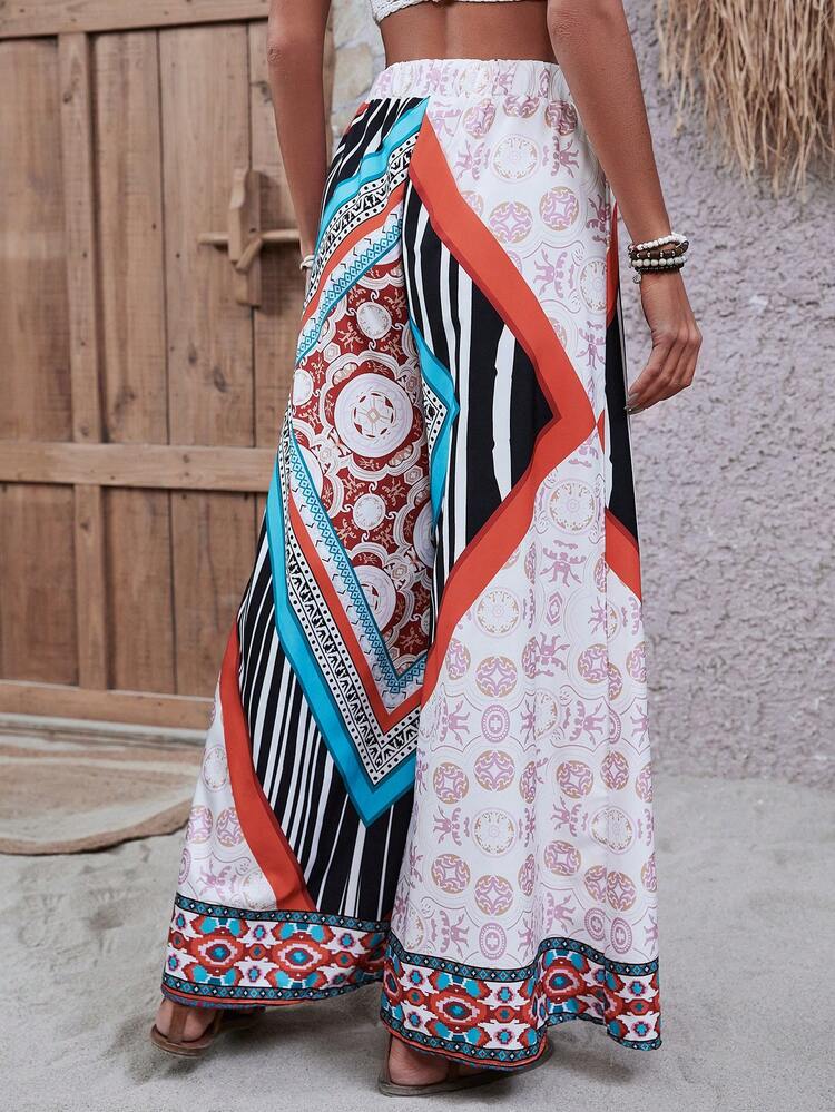Women's Geometric Pattern Wide Leg Pants Fall Cloth For Women