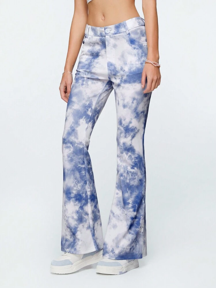 Women's Tie Dye Ink Painting Flare Leg Pants