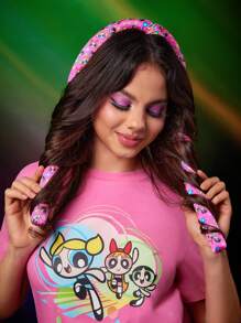 THE POWERPUFF GIRLS X SHEIN 4pcs Cartoon Printed No Heat Hair Curling Tool Set