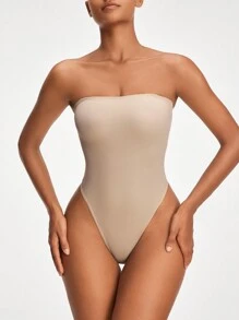 SHAPORA Body modelat fără bretele de culoare solidă pentru femei - Kaki - Vizualizare 4