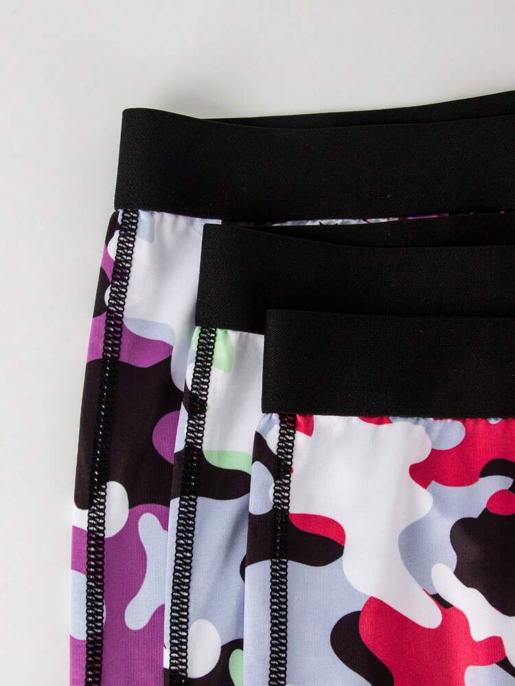 Men's Camouflage Print Boxer Briefs 3pcs/Pack