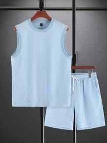 Manfinity Homme Men's Shorts And Tank Top Set - Baby Blue - View 1