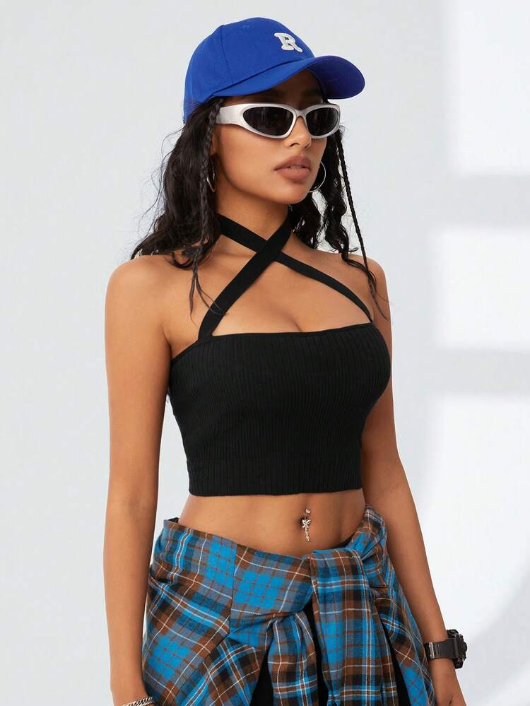 Mock Neck Texture Cropped Knit Top
