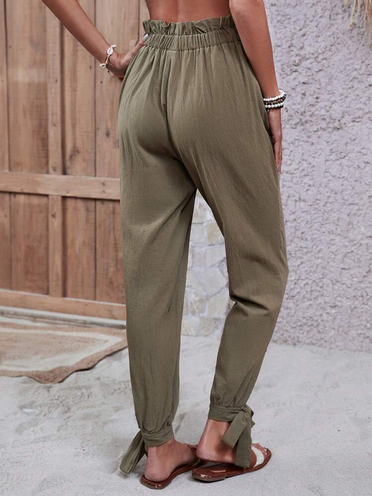 Women's High Waisted Button-Up Cuffed Pants