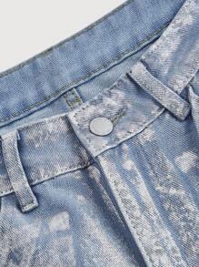 SHEIN MOD 金屬色高腰寬鬆女式寬腳牛仔褲 - 彩色 - 查看 3