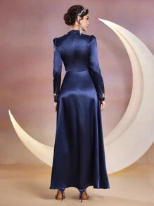 Modelyn Váy cổ đứng kiểu Ả Rập có tay áo Gigot dành cho nữ - Màu xanh lam - Xem 4