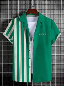 Manfinity Homme St. Patrick's Day Plus Size Men's Shirt - Green - View 1