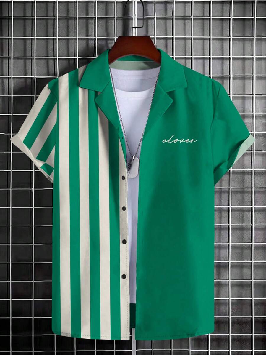 Manfinity Homme St. Patrick's Day Plus Size Men's Shirt - Green - View 1