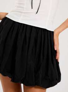 MUSERA Nylon Puffball Mini Skirt Y2k 90's Summer Party - Black - View 4
