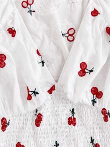 Soleia 女士加大碼櫻桃印花束腰帶收口襯衫 - 彩色 - 查看 4