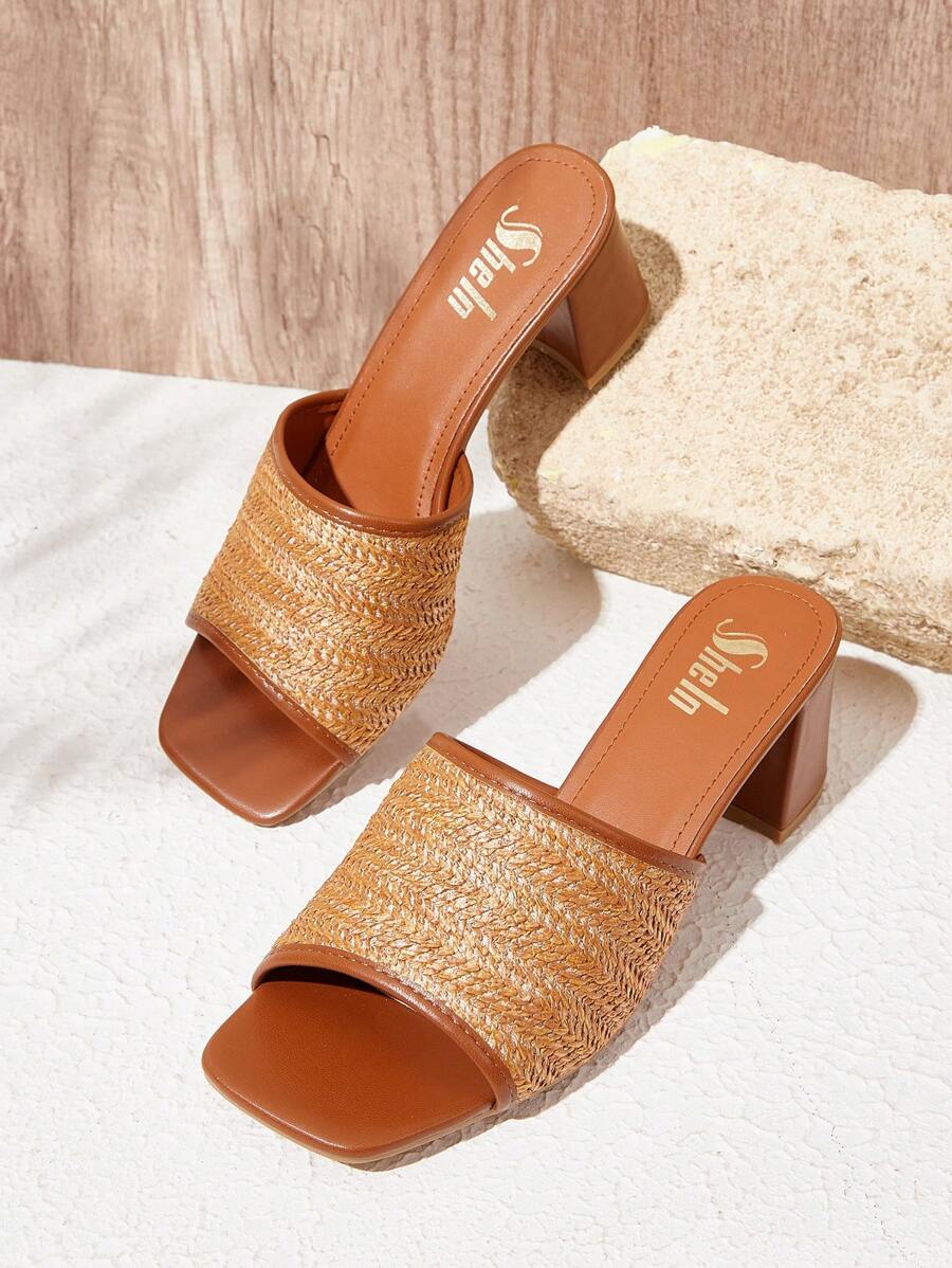 Styleloop Của phụ nữ Lộ ra ngón chân Nâu Giày cao gót Dép xăng đan - màu nâu - Xem 1