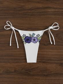 SHEIN Swim Summer Beach Print Low Waist Sexy Bikini Bottoms - Multicolor - View 2