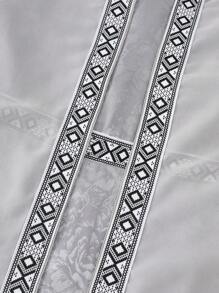 SHEIN 2pcs/Set Tween Girls' Geometric Patchwork Open Front Jacket And Sleeveless Dress - Baby Blue - View 7