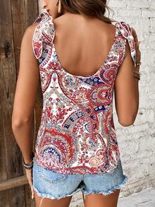 SHEIN Frenchy Của phụ nữ Phong cách Bohemian Kỳ nghỉ Paisley In Áo sơ mi - Nhiều màu - Xem 2