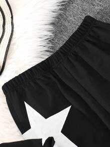 Sparklyn Tween Girl Star Embroidery Zip-Up Hoodie And Pants Fall Winter Set - Black - View 4