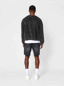 SUMWON 牛仔短裤 毛边下摆 - 黑色 - 查看 5