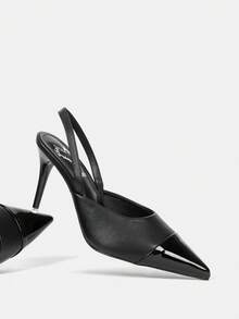 SheIn ICON Fashionable And Sexy French-Style Hollow Out Ankle Strap Pointed Toe High Heel Shoes - Black - View 6