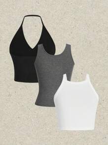 SHEIN EZwear 多色針織女士背心套裝 - 彩色 - 查看 2
