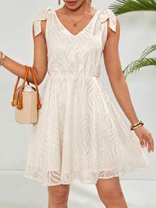 SHEIN VCAY V-ausschnitt Damen Schulterknoten Ärmelloses Kleid