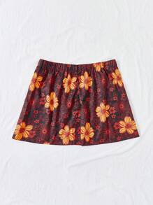 Dreamara Plus Size Women's Floral Printed High Split Skirt
