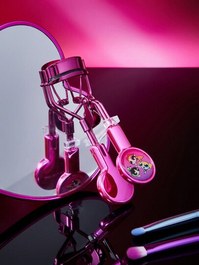 THE POWERPUFF GIRLS X SHEIN 1 pieza Bigudí rizado de pestañas de color púrpura con estampado de las personajes Flor, Burbuja y Cañón de la caricatura