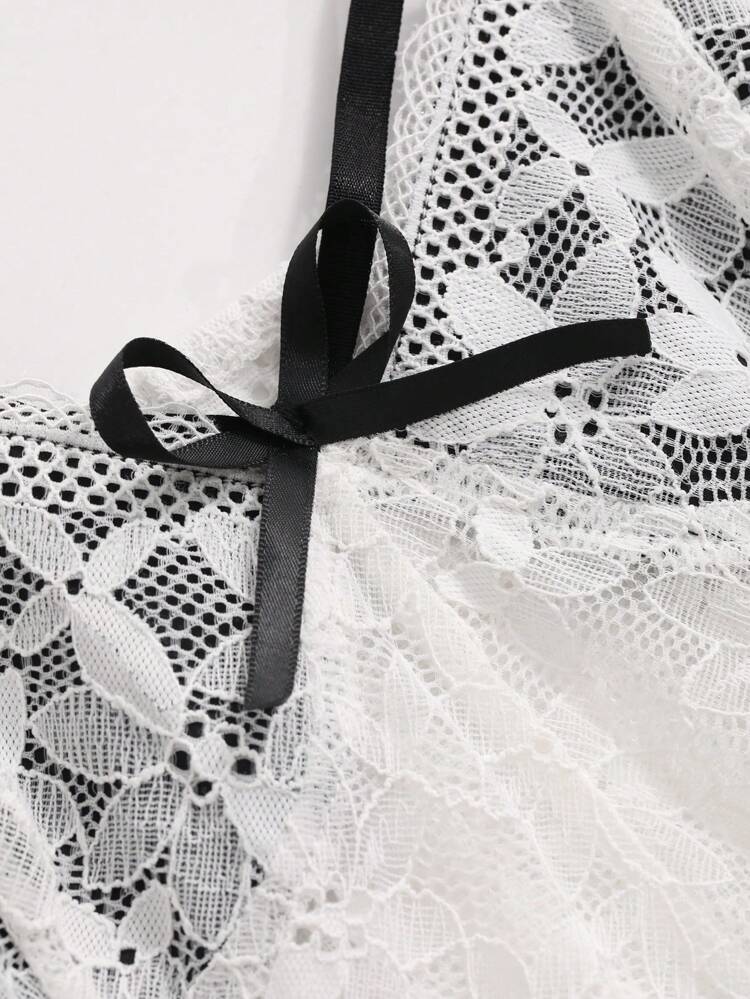 Koronkowa i blokująca kolorystycznie, prześwitująca sukienka na ramiączkach dla kobiet Bielizna damska