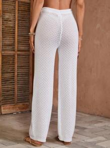 SHEIN Swim Women's Waist Tie Duster Coat And Pants Set Summer