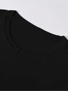 Manfinity Homme Camiseta Para Hombre Impresa Con Caricaturas Y Letras - Negro - Ver 4