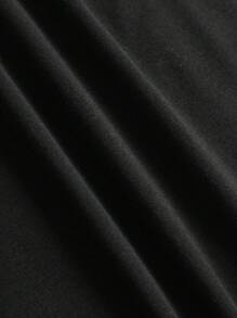 SHEIN Essnce Của phụ nữ Mẫu In Ngắn tay Áo thun - màu đen - Xem 3