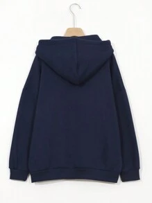 DAZY Sudadera con capucha de manga larga con bolsillo canguro, hombros caídos y cordón, con estampado de letras