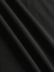 SHEIN Qutie Của phụ nữ Slogan In Ngắn tay Áo thun - màu đen - Xem 3